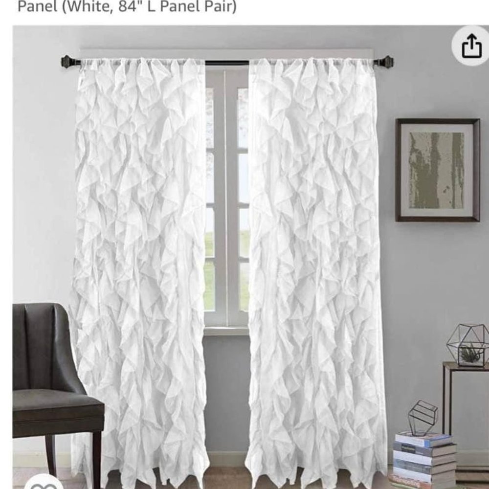 Shabby Chic White Crinkled Curtains